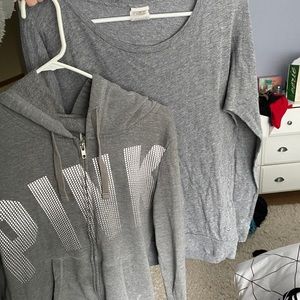 Grey zip up and plain long sleeve from PINK